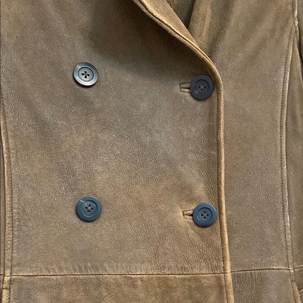 Sundance Leather Suede Peacoat Style Double Breasted Jacket sz M - Picture 6 of 13